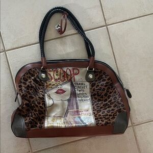 Brighton Leopard Print Tote with Graphic Design